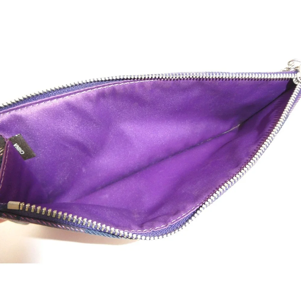 Coach Poppy Purple Plaid Zipper Pouch